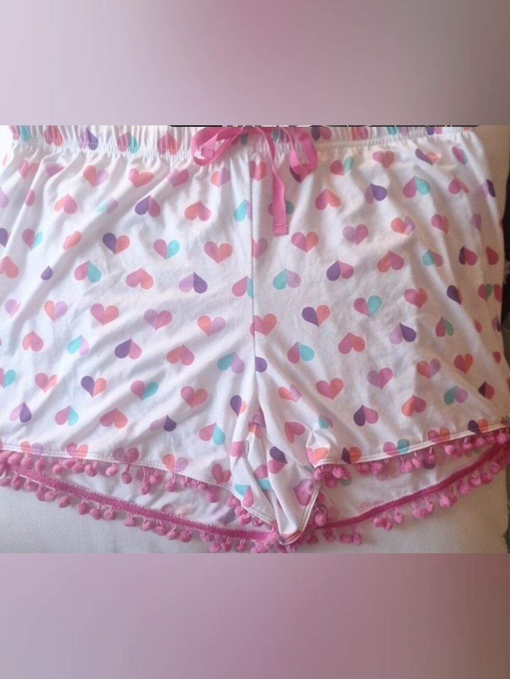 Pj Couture Set White Camisole & Short with Colorful Heart Pattern Size L